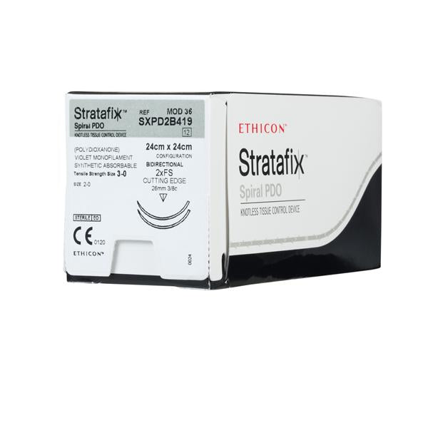 Ethicon Inc,a J & J Company Suture 3-0 Pdo Fs/Fs Stratafix Spiral Pdo Violet 9" Double Arm Mnflmnt Abs 12/Bx - SXPD2B419