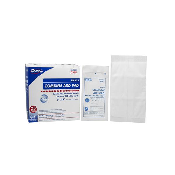 Dukal Corporation Pad Abd Combine Cellulose 5X9" Sterile Lf 25/Package - 5590