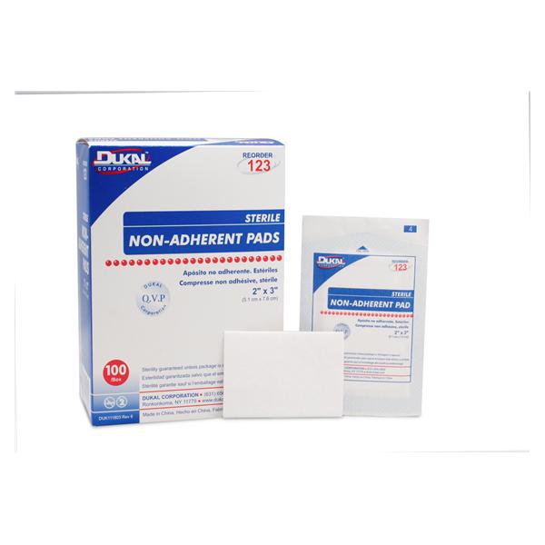Dukal Corporation Pad Film 2X3" Sterile Non-Adherent White Absorbent Lf 100/Box, 12 Bx/Ca - 123