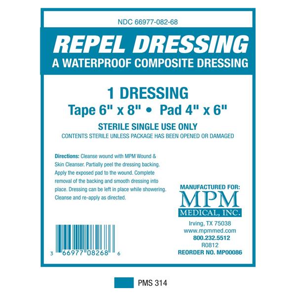 MPM Medical Dressing Wound Repel Composite 6X6" Non-Adherent Absorbent 30/Bg - MP00086