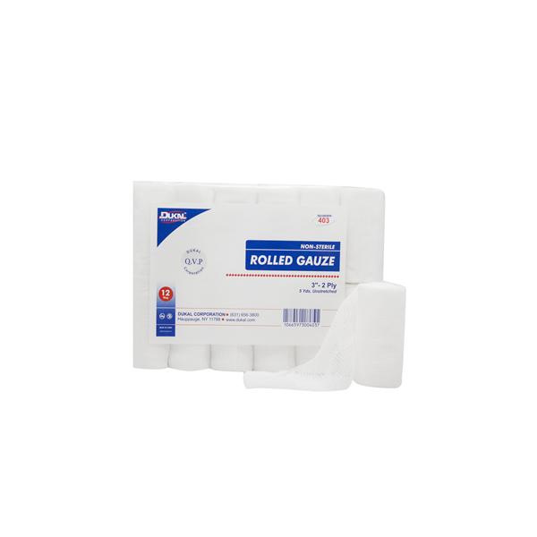 Dukal Corporation Bandage 3"X5Yd Gauze Cotton Roll White Lf Non-Sterile 12/Package - 403