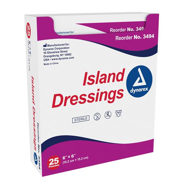 Dynarex Corporation Dressing Island Aquacel Ag Hydrfbr 6X6" Rectangle Strl Lf Non-Adhesive 6X25/Ca - 3494