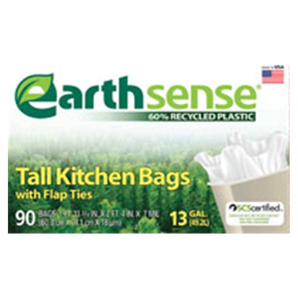 Berry Global Bag Trash Earthsense 13Gal Lldpe 0-7/10Mm Tall 23-3/4X28" White 90/Bx, 6 Bx/Ca - GES6FK90