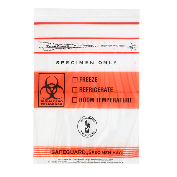 MiniGrip, Lab Guard Specimen Transport Bag Clear Reclosable Closure 1000/Ca - MGTZ69