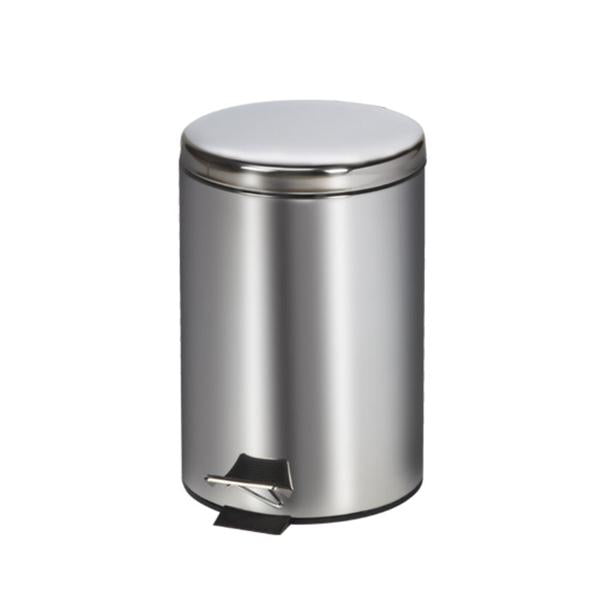 Clinton Industries. Can Trash Ss/Enml Fnsh 13Qt Step-On Pedal Full-Width Hinge Lid Silver Round Each - TR-13S