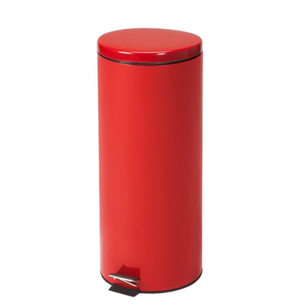 Clinton Industries. Can Trash Stainless Steel 8Gal Step-On Pedal Full-Width Hinge Lid Red Round Each - TR-32R