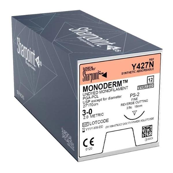Look/Div Surgical Specialties Suture 3-0 Glycolide Dsm19 Monoderm Undyed 27" Monofilament 12/Bx - Y427N
