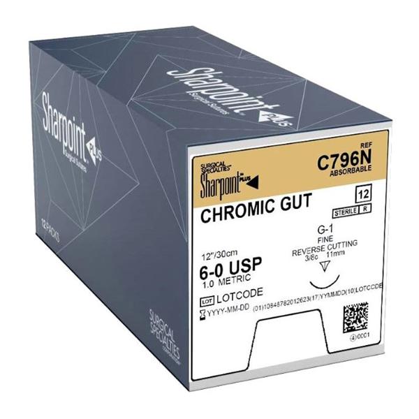 Look/Div Surgical Specialties Suture 6-0 Chromic Gut Dsm19 Undyed 12" Monofilament 12/Bx - C796N