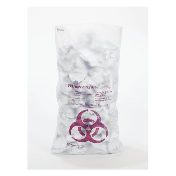 Fisher Scientific Co. Bag Biohazard Fisherbrand 12X24" Twst Tie Pe Rd/Clr 1-1/2Mil Symbl 100/Package - 22044558