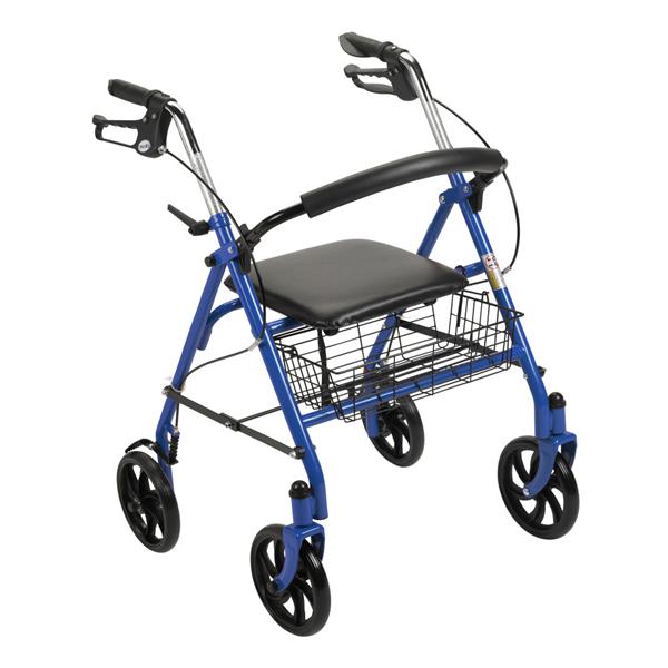 Drive Medical Designs Rollator 300Lb Capacity Red 7.5" Casters 25.5X23.5X31-37" Dlx Lp Lk Adult Ea - 10257RD-1
