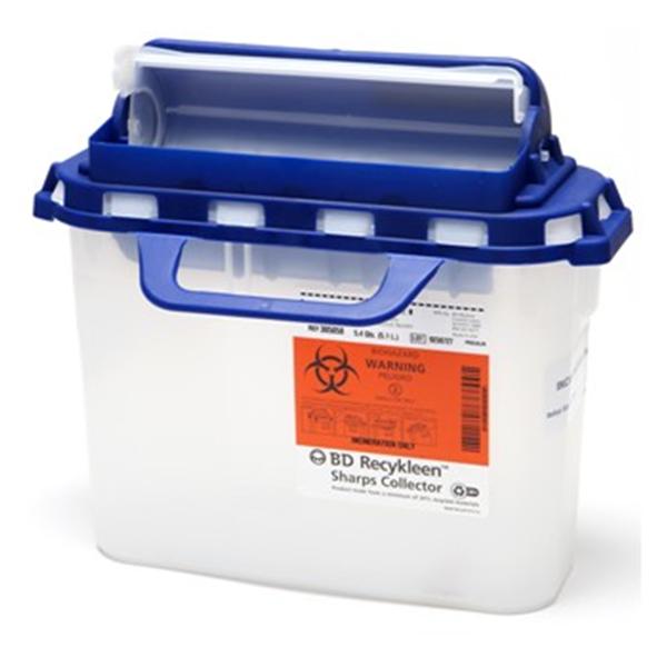 Becton-Dickinson Container Sharps Recykleen 5.4Qt Plastic Blue/Clear 20/Ca - 305058