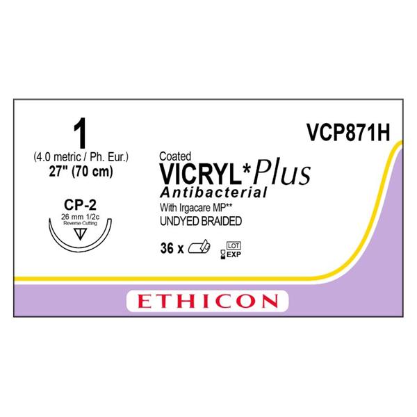 Ethicon Inc,a J & J Company Suture 1 Tcs/Pg910 Cp-2 Coated Vicryl Plus Undyed 27" Braid 36/Bx - VCP871H