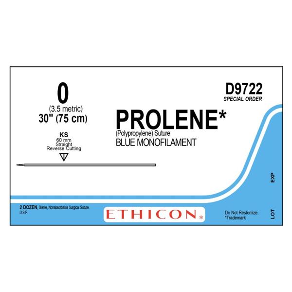 Ethicon Inc,a J & J Company Suture 0 Polypropylene Ks Prolene Blue 30" Monofilament 24/Bx - D9722