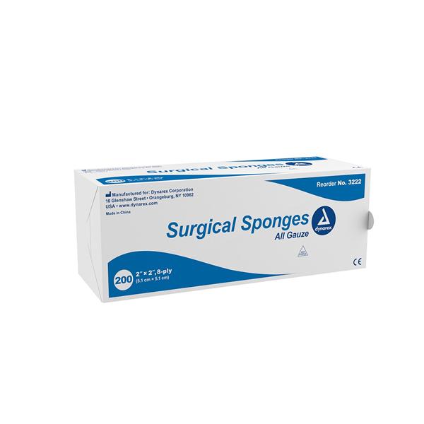 Dynarex Corporation Sponge Gauze 100% Cotton 2X2" 8 Ply Non-Sterile Lf 5000/Ca - 3222