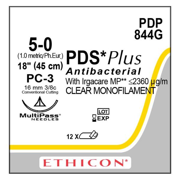 Ethicon Inc,a J & J Company Suture 5-0 Triclosan, Polydioxanone Pc-3 Pds Plus Undyed 18" Monofilament 12/Bx - PDP844G