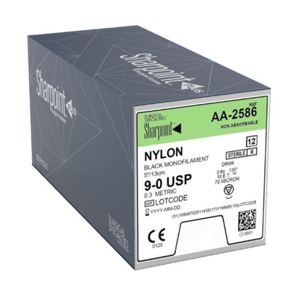 Look/Div Surgical Specialties Suture 9-0 Nylon Drm4 Black 5" Monofilament 12/Bx - AA-2586
