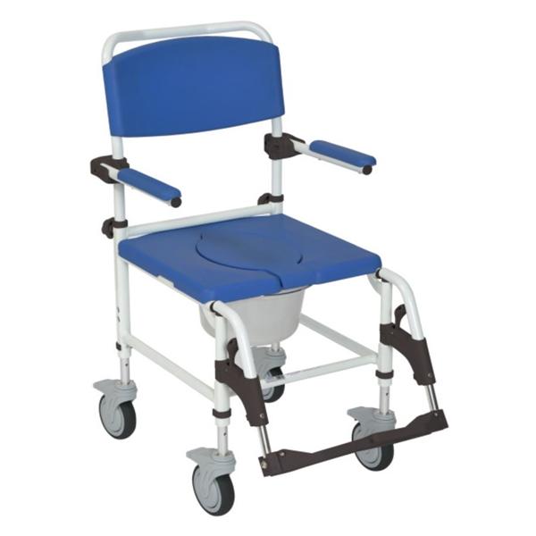 Drive Medical Designs Chair Shower/Commode Rehab 275Lb Blu/Wht 4 Rr Lk Cstr 22.25X39-41" Adlt Ea - NRS185007