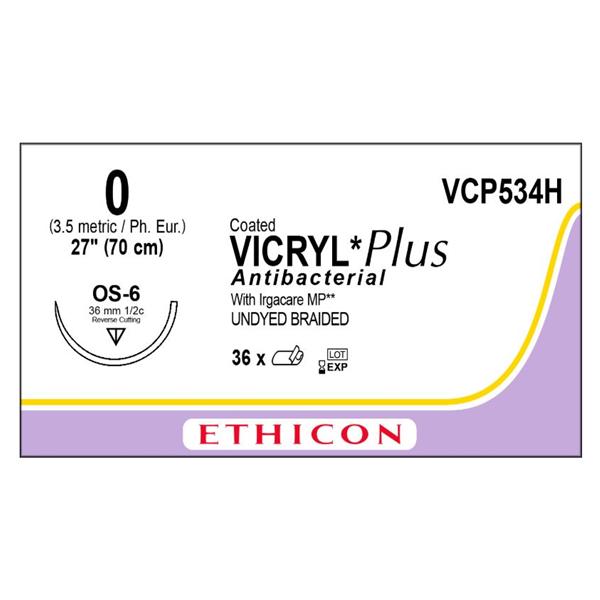 Ethicon Inc,a J & J Company Suture 0 Tcs/Pg910 Os-6 Coated Vicryl Plus Undyed 27" Braid 36/Bx - VCP534H