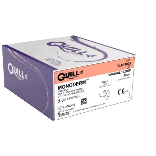 Look/Div Surgical Specialties Suture 4-0 Pcl Quill Monoderm Violet 20Cm Monofilament Absorbable 12/Bx - VLM-1008