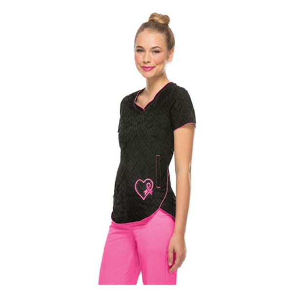 HeartSoul Scrub Top 100% Cotton Black Small 1 Pocket Ea - 20976BCKHS