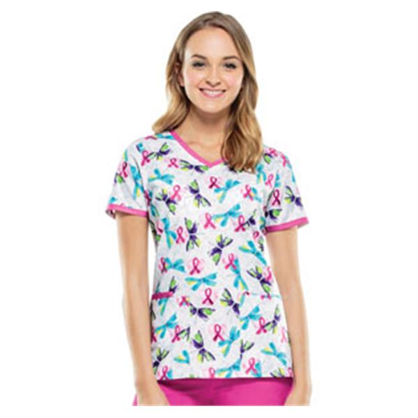 Cherokee Workwear Shirt Scrub 100% Cotton Cherokee Womens Flying Hearts Medium Ea - 2687CFLYH-M