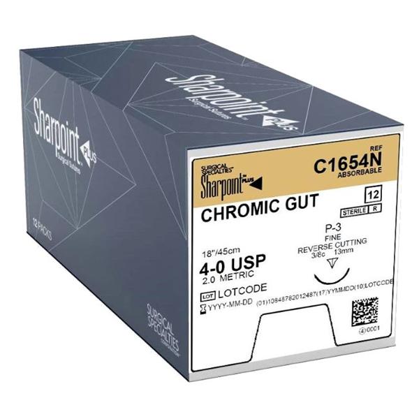 Look/Div Surgical Specialties Suture 4-0 Chromic Gut Dsm13 Black 18" Monofilament 12/Bx - C1654N