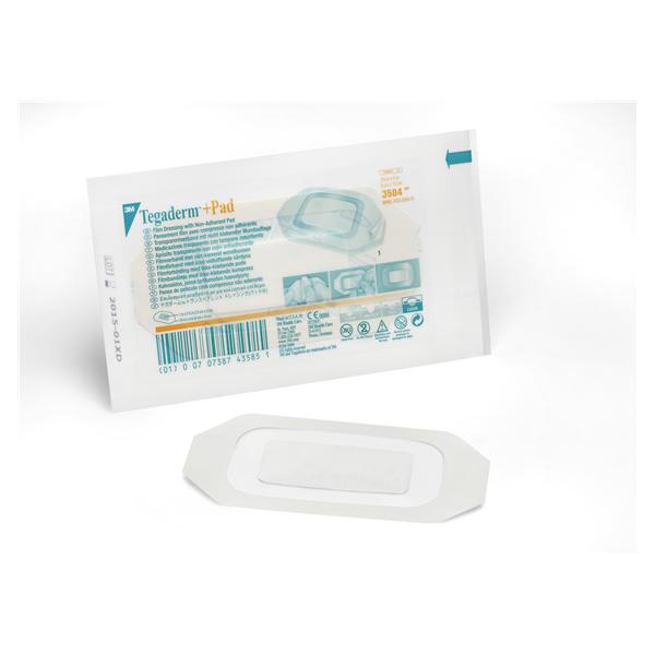 3M Healthcare Dressing Island Tegaderm +Pad Film 2-3/8X4" Strl Adhesive Transparent Lf 50/Box, 4 Bx/Ca - 3584