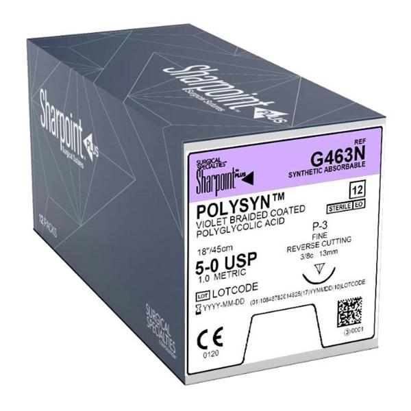 Look/Div Surgical Specialties Suture 5-0 Polyglycolic Acid Violet 18" Braid 12/Bx - G463N
