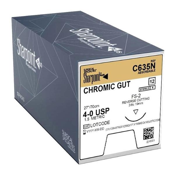 Look/Div Surgical Specialties Suture 4-0 Chromic Gut Ds-18 27" Monofilament 12/Bx - C635N