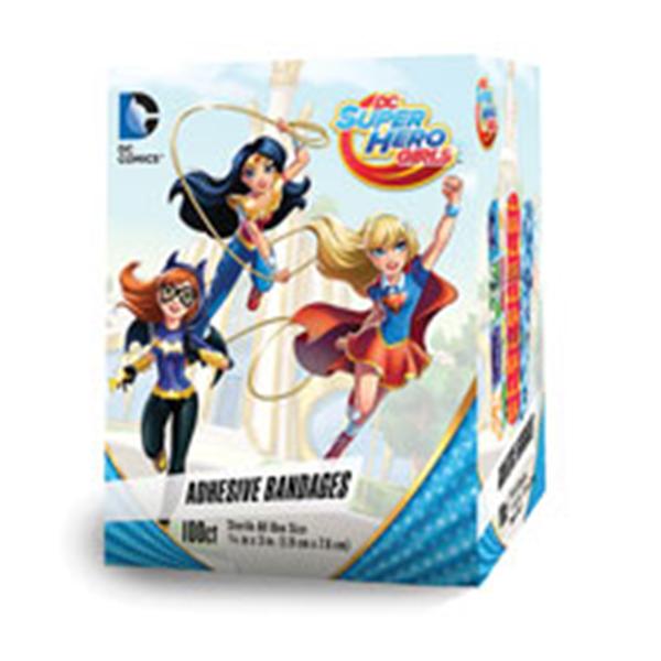 Dukal Corporation Bandage Plastic Stat Strip 3/4X3" Superhero Girls 100/Box, 12 Bx/Ca - 10859