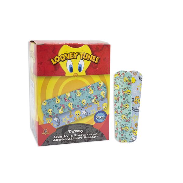 Dukal Corporation Bandage Adhesive Plastic Stat Strip 3/4X3" Looney Tunes Tweety Lf 100/Box, 12 Bx/Ca - 1083737