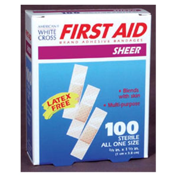 Dukal Corporation Bandage Adhesive Strip Plastic Film 3/8X1-1/2" Sheer 100/Box, 24 Bx/Ca - 1298033