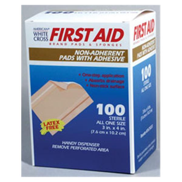 Dukal Corporation Pad Fabric 3X4" Sterile Adhesive White 100/Box, 12 Bx/Ca - 7675033