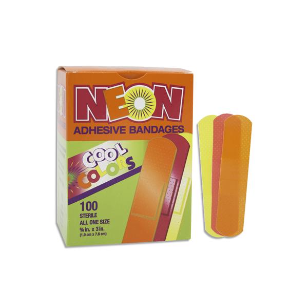 Dukal Corporation Bandage Plastic Stat Strip 3/4X3" Assorted Neon Lf 100/Box, 12 Bx/Ca - 1076413