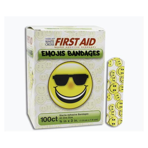 Dukal Corporation Bandage Adhesive Plastic 3/4X3" Emoji 100/Box, 12 Bx/Ca - 15606