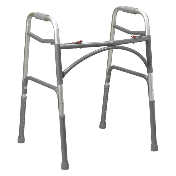 Drive Medical Designs Walker 500Lb Capacity Silver Gray Rubber Tips 25.25X39" Push Button Adult Ea - 10220-1