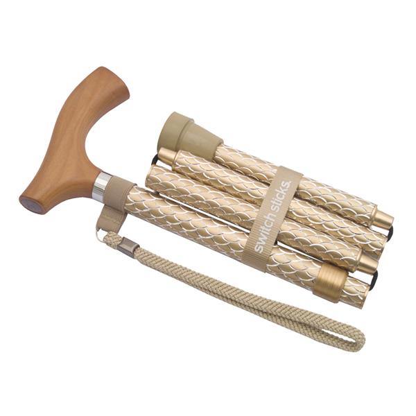 DMS Holdings. Cane Switch Sticks Aluminum 264Lb Capacity 32-37" Engraved Pearl Gold Each - 5022000-5202