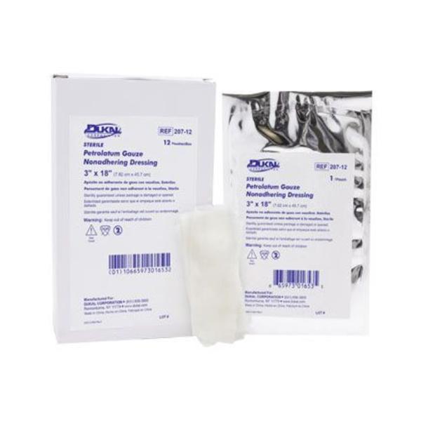 Dukal Corporation Dressing Gauze Petrolatum 3X18" Sterile 12/Box - 207-12