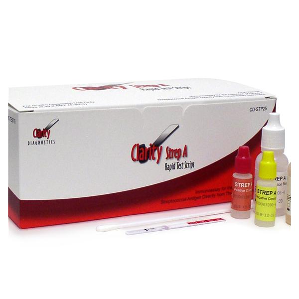 Diagnostic Test Group Clarity Strep A Rapid Test Strips Clia Wvd W/ Swb/Reagenta/Cntrl Ind Pkg 25/Kt - CD-STP25