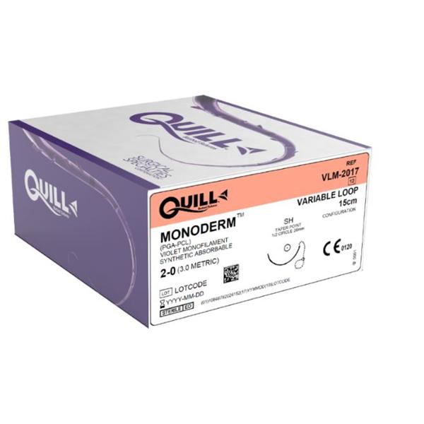 Look/Div Surgical Specialties Suture 2-0 Plyglyclc Acd Quill Monoderm Violet 15Cm Monofilament Abs 12/Bx - VLM-2017