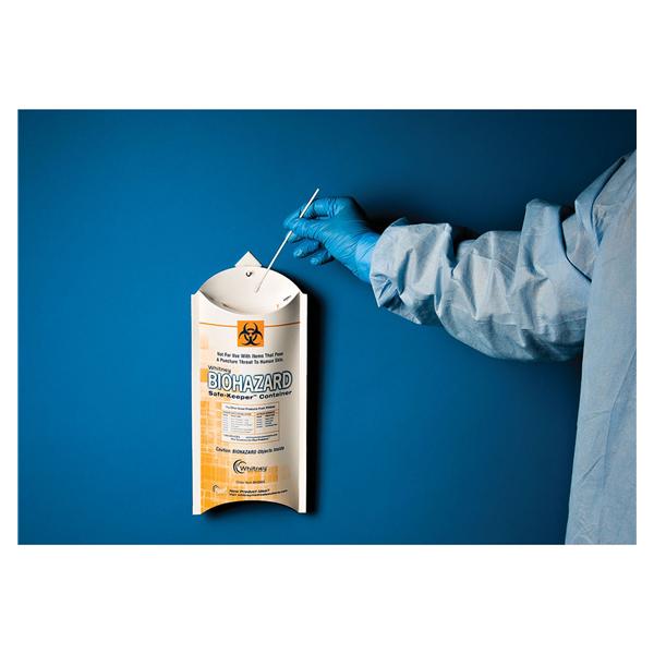 Marketlab Container Biohazard Safe-Keeper 5X2X11" W/ Self-Adhesive Hook White Symbol 40/Pk - 16698