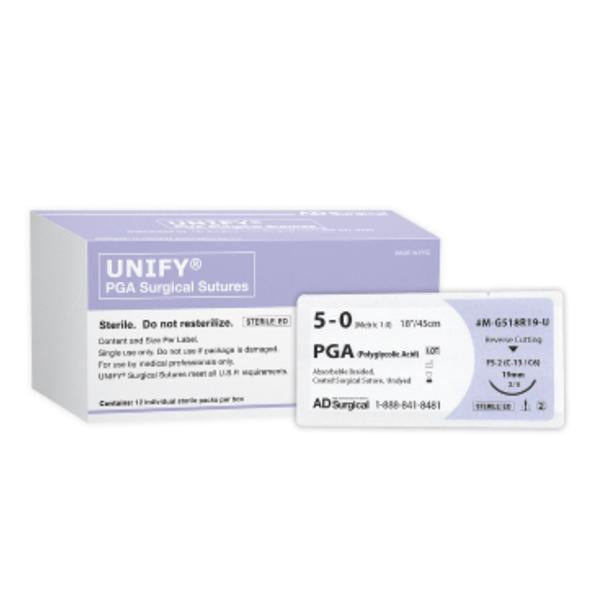 AD Surgical Suture 3-0 Polyglycolic Acid Unify Undyed 30" 12/Bx - M-G330T17-U