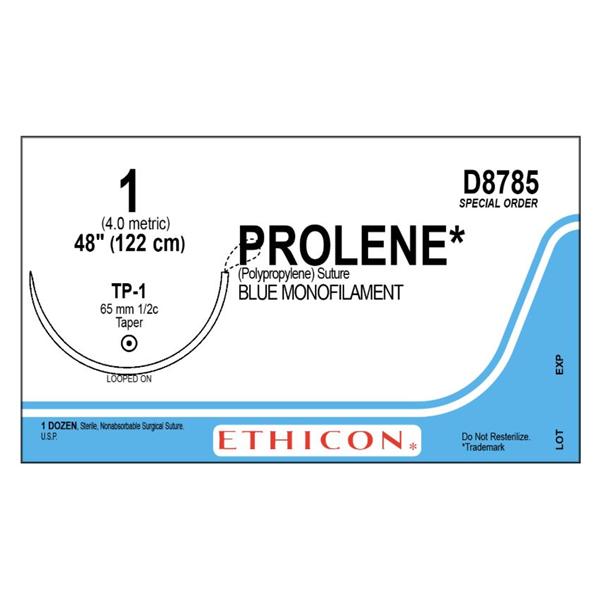 Ethicon Inc,a J & J Company Suture 1 Polypropylene Tp-1 Prolene Blue 1X48" Monofilament 12/Bx - D8785