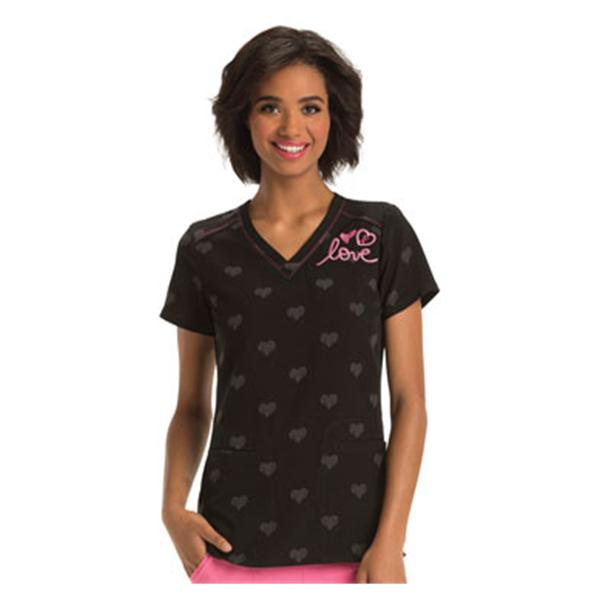 HeartSoul Scrub Top Poly/Spndx Heartsoul W Blk/Htpnk 3Xl 26" 2Pckt Ea - HS606LVLO3XL