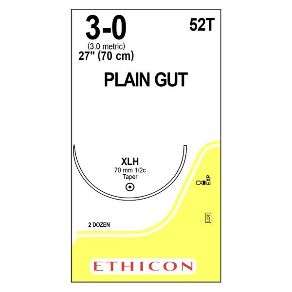 Ethicon Inc,a J & J Company Suture 3-0 Plain Gut Xlh Yellowish Tan 27" Monofilament 24/Bx - 52T