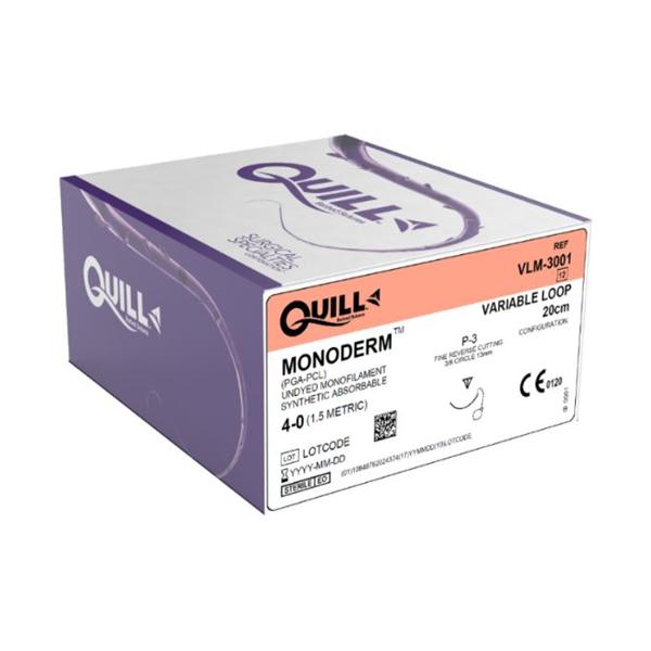 Look/Div Surgical Specialties Suture 4-0 Polyglycolic Acid P-3 Quill Monoderm Undyed 20Cm Monofilament 12/Bx - VLM-3001