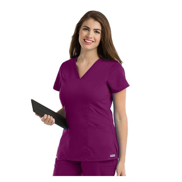 Grey's Anatomy (TM) Scrub Top Greys Anatomy 41452 Womens 4X Large Wine Each - 41452X-654XL