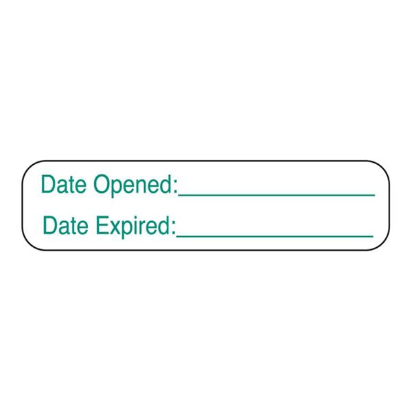 Health Care Logistics Lab Labels White/Green 1-5/8X3/8" Date Opened Date Expired 1000/Pk - 2970