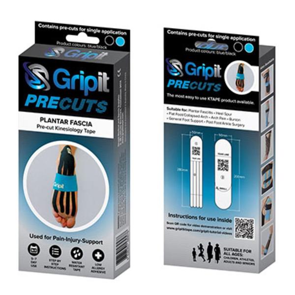 Fabrication Enterprises Tape Kinesiology Gripit Precut Elastic Strip Low Allergy Adhesive Blue/Black Ea - 24-0101