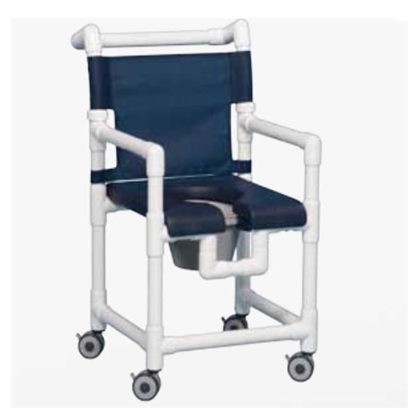 Innovative Prods Unlimited Chair Shower/Commode Deluxe 300Lb Capacity Blue 2Whl Cstr/All Lk 25.25X21X38" Ea - SC717P-BLUE